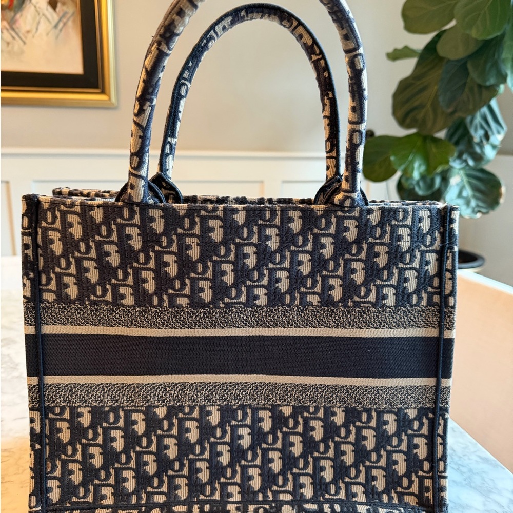 Dior Blue and Beige Logo Tote - Picture 2 of 5
